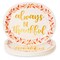 Sparkle and Bash 24 Pack Large Oval Thanksgiving Paper Plates - Always Be Thankful Plates with Fall Leaves and Pink Gold Foil - Friendsgiving Table Setting for Party Holiday Meals, 13x11 Inch